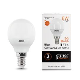 Лампа Gauss led Elemente шар 8 W E14 2700K LD53118, фото 