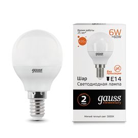 Лампа Gauss led Elemente шар 6 W E14 2700K LD53116, фото 