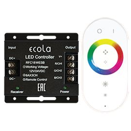 Контроллер Ecola 24A 288W 12V (576W 24V) с кольцевым сенсорным белым пультом RFC24WESB, фото 