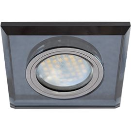 Встр. свет-к Ecola MR16 DL1651 GU5.3Glass Стекло Квадрат скошен-й край Чер/Черный хром25x90x90(k, фото 