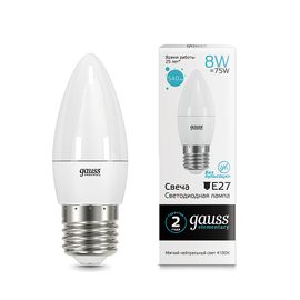 Лампа Gauss led Elemente свеча 8 W E27 4100K LD33228, фото 