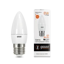 Лампа Gauss led Elemente свеча 8 W E27 2700K LD33218, фото 