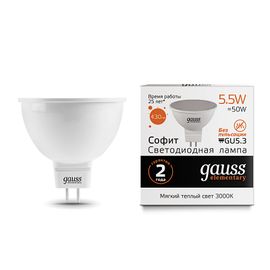 Лампа Gauss led MR16 5,5W GU5,3 2700K LD13516, фото 