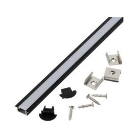 Профиль GAL-GLS-2000-7-22-B черный встраиваемый (2м профиль+2м расс+2загл+4 скобы с шурупами), фото 