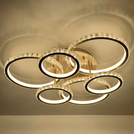 Люстра светодиодная хрусталь 81071/3+3 GOLD 171W, фото , изображение 5