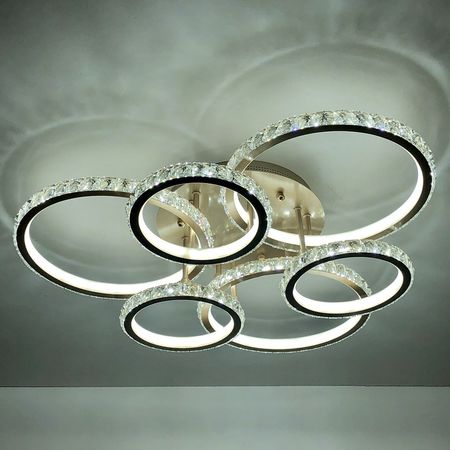 Люстра светодиодная хрусталь 81071/3+3 GOLD 171W, фото , изображение 4
