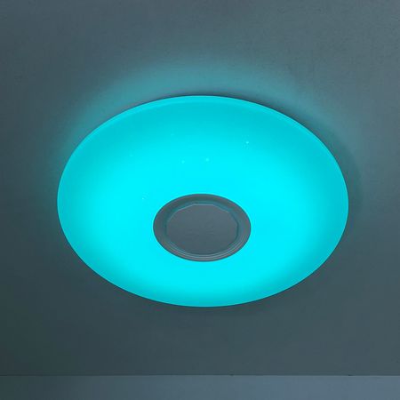 Управляемый светодиодный светильник Ambrella RGB FF200 WH/CH белый/хром 48W D395*80 Музыка+Подсветка, фото , изображение 2