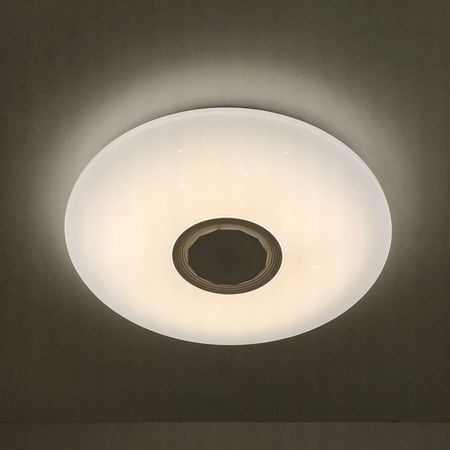 Управляемый светодиодный светильник Ambrella RGB FF200 WH/CH белый/хром 48W D395*80 Музыка+Подсветка, фото 