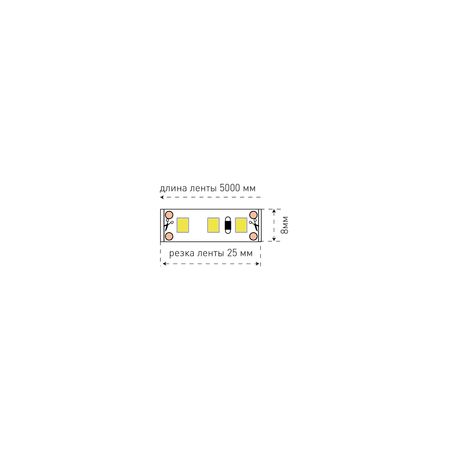 Светодиодная лента 9.6 Вт/м (120 диодов на метр) SMD 3528 (IP33) Цвет Теплый Белый 12В/SWG, фото , изображение 3