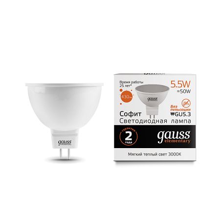 Лампа Gauss led MR16 5,5W GU5,3 2700K LD13516, фото 