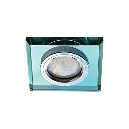 Встр. свет-к Ecola MR16 DL1651 GU5.3 Glass Стекло Квадрат скошен-й край Изумруд/Хром25x90x90(kd7, фото 