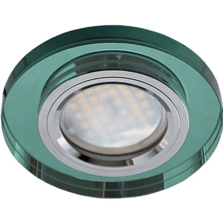 Встр. свет-к Ecola MR16 DL1650 GU5.3 Glass Стекло Круг Изумруд/Хром 25x95 FR1650EFF, фото 