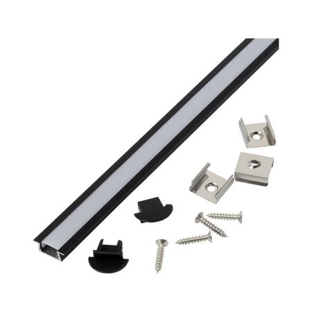 Профиль GAL-GLS-2000-7-22-B черный встраиваемый (2м профиль+2м расс+2загл+4 скобы с шурупами), фото 